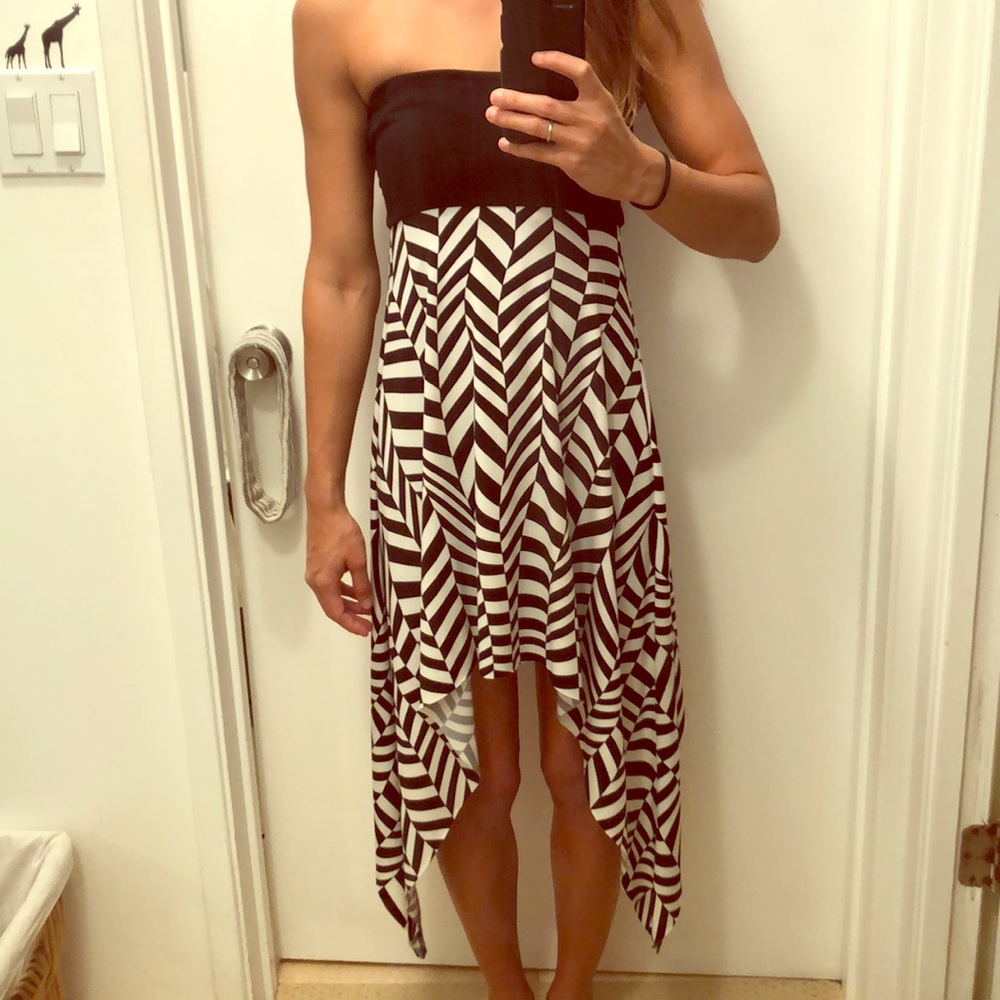Black and white tube top dress
